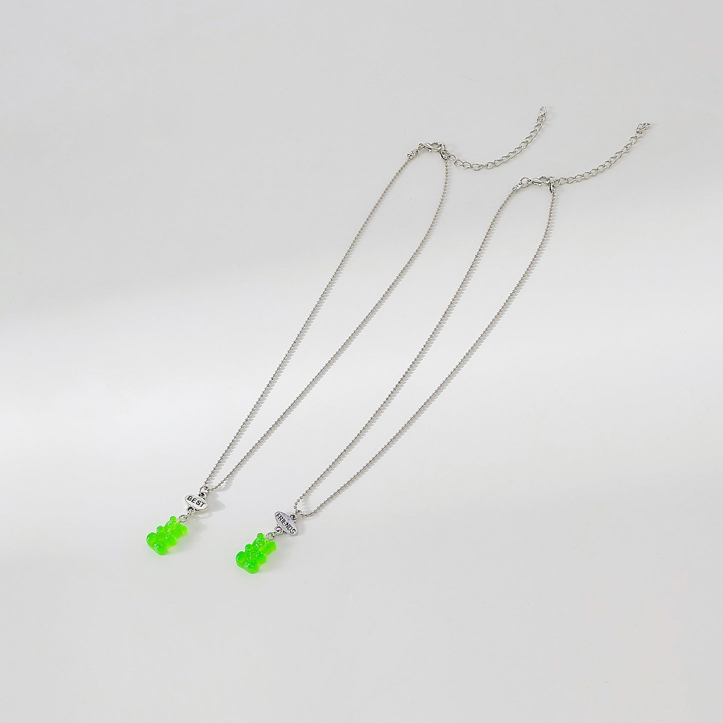 y2k neon bear bestt friend necklace