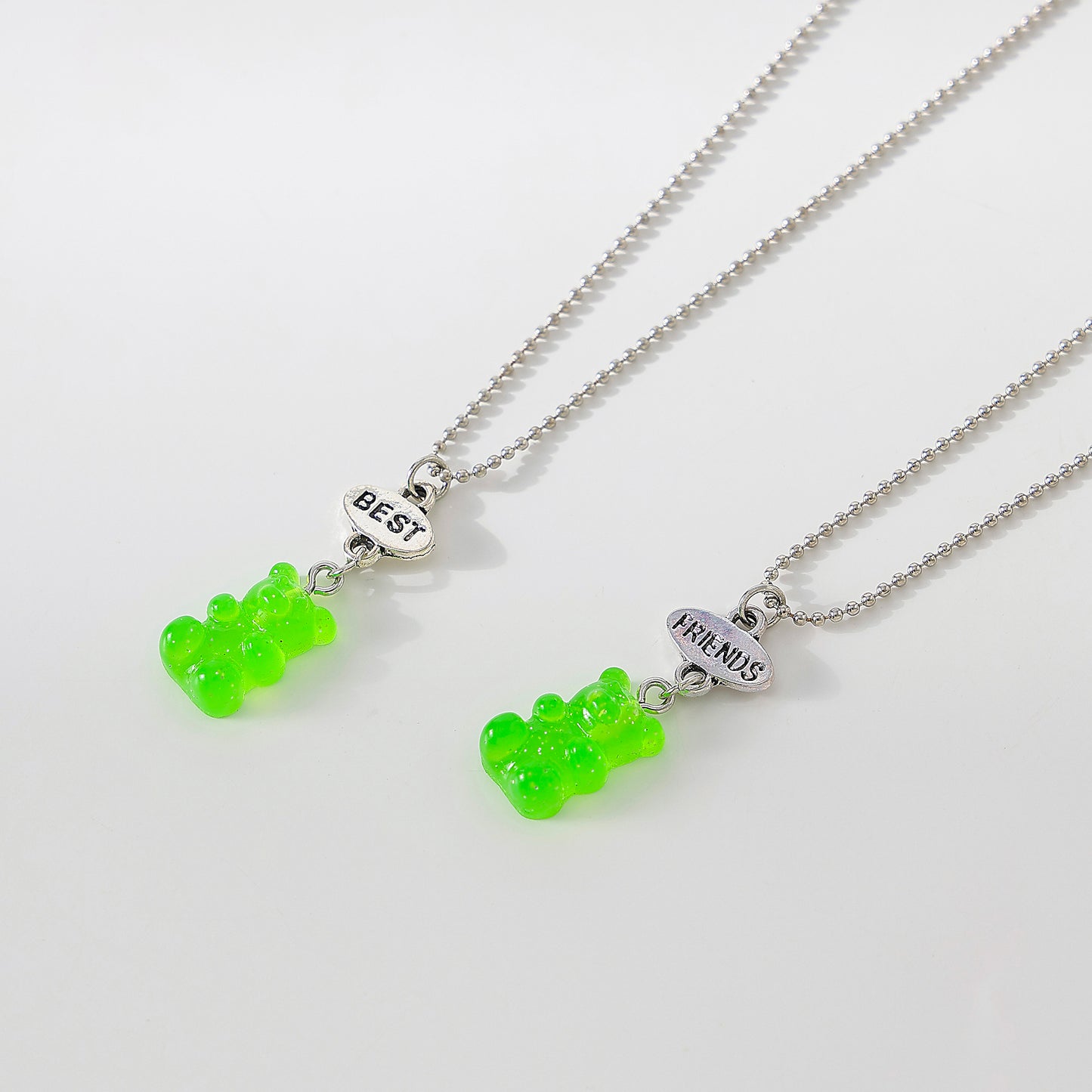 y2k neon bear bestt friend necklace
