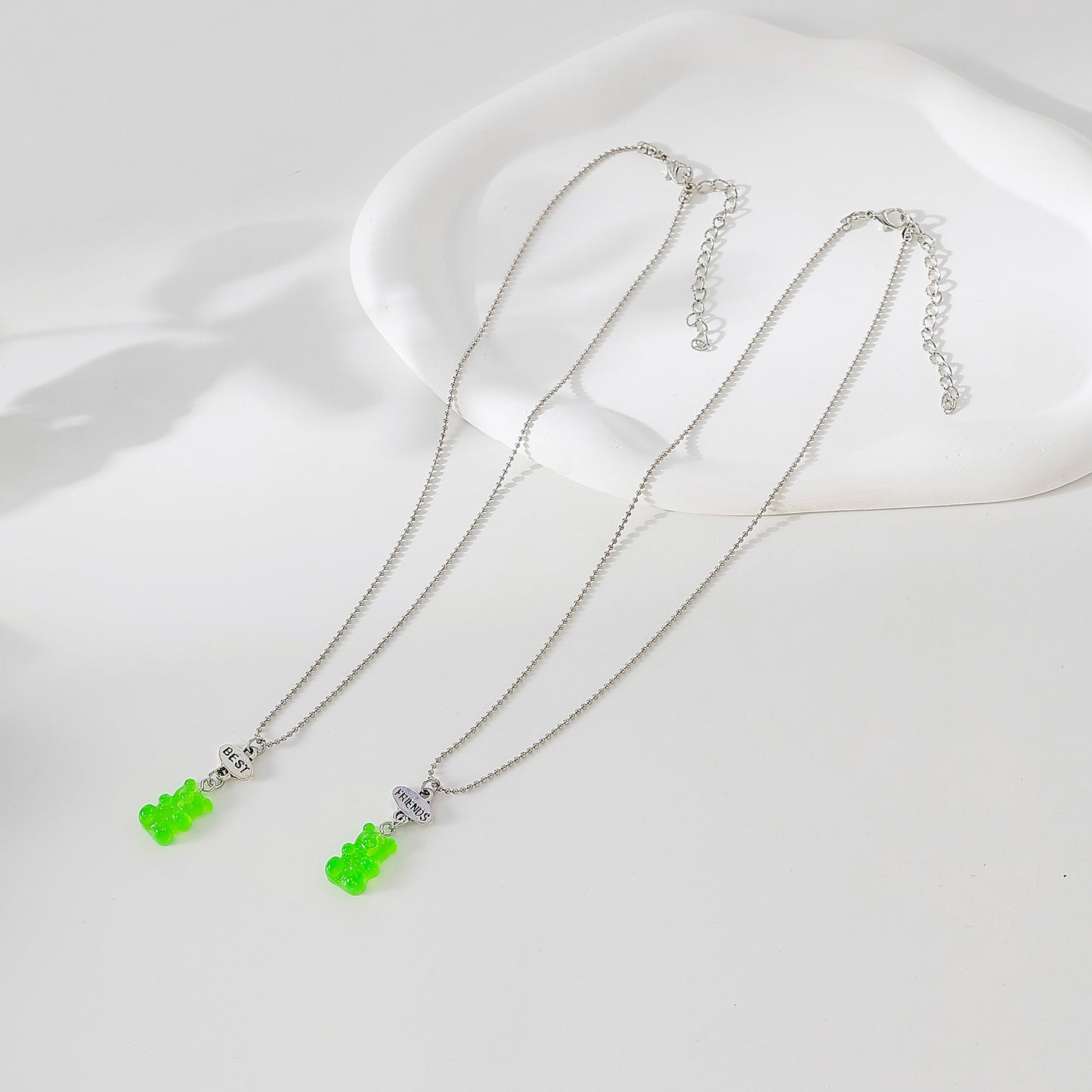 y2k neon bear bestt friend necklace