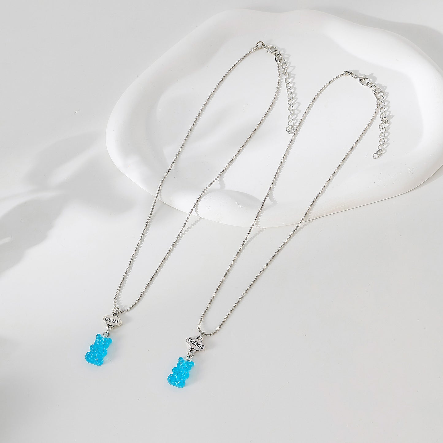 y2k neon bear bestt friend necklace
