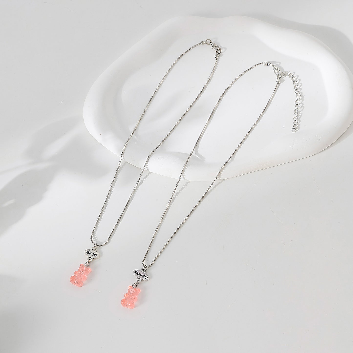 y2k neon bear bestt friend necklace