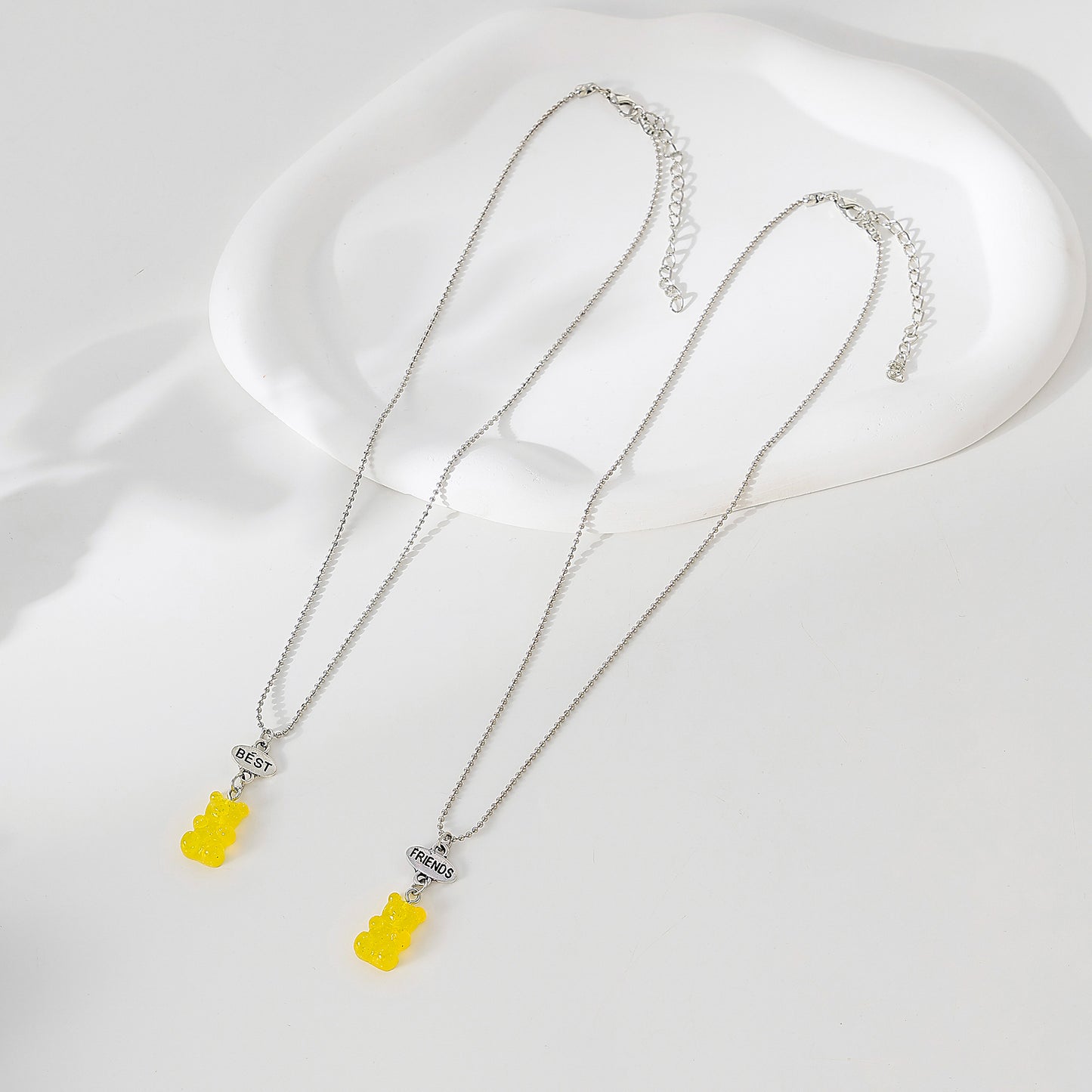 y2k neon bear bestt friend necklace