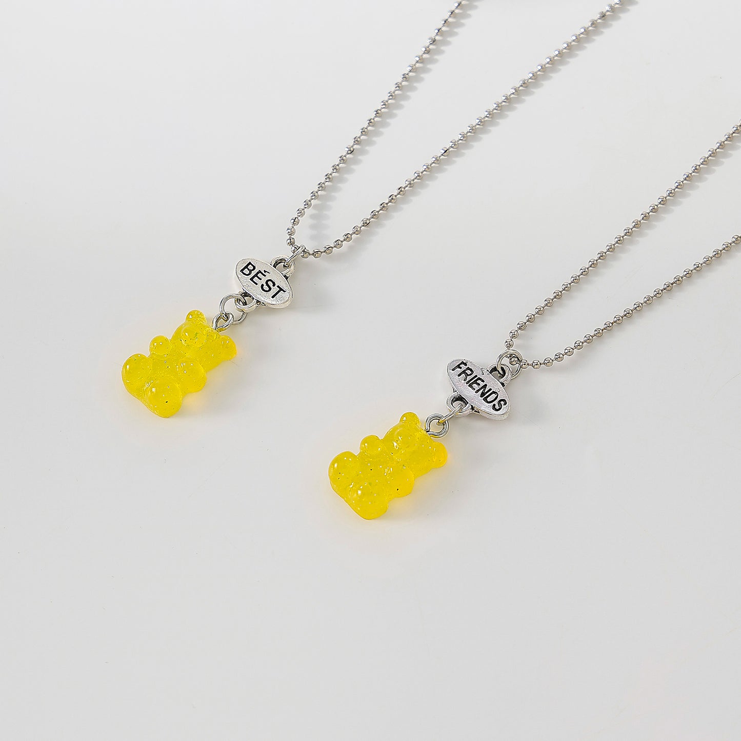 y2k neon bear bestt friend necklace