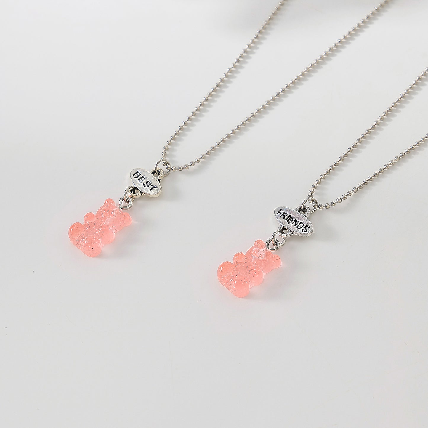 y2k neon bear bestt friend necklace