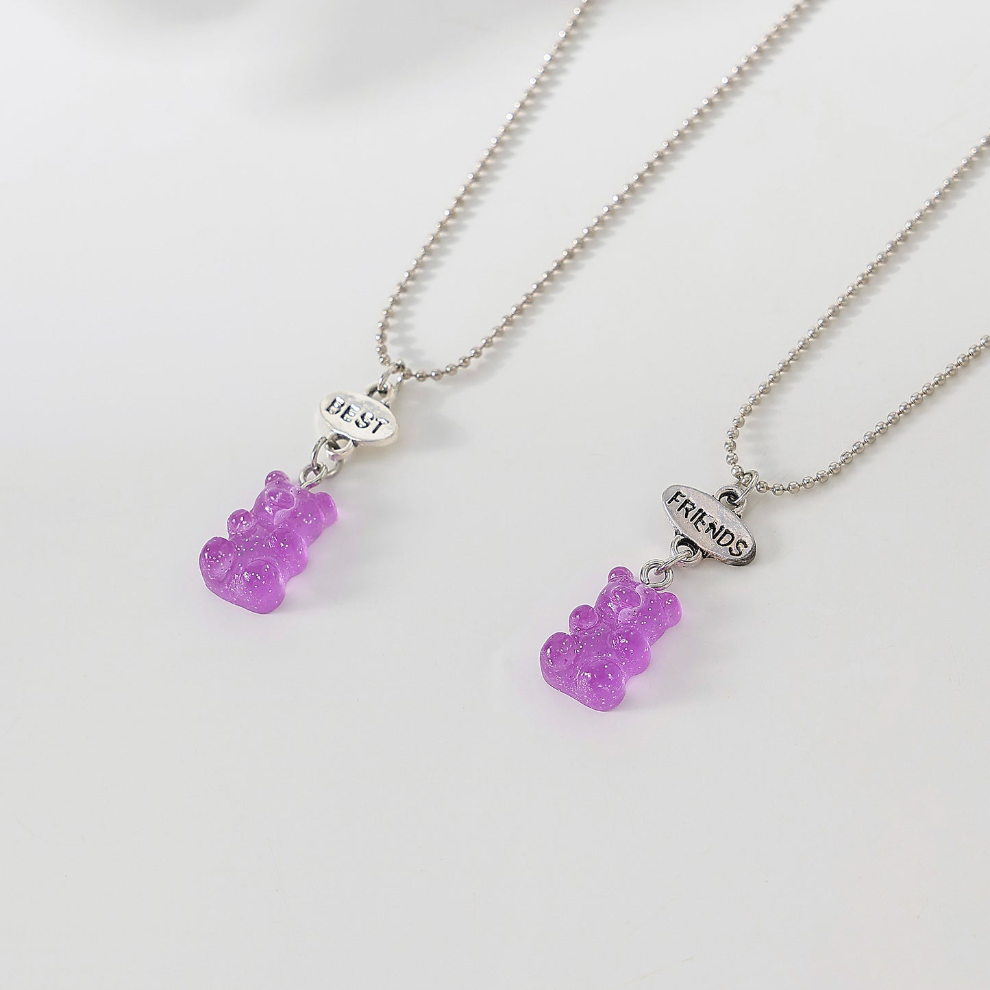 y2k neon bear bestt friend necklace