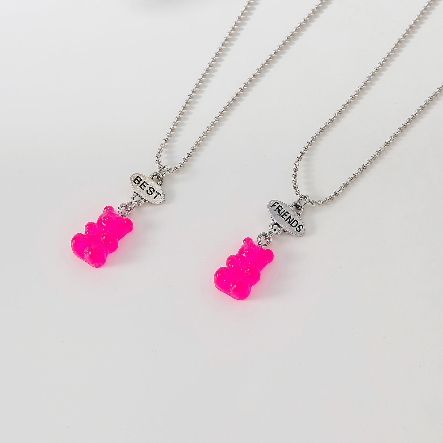 y2k neon bear bestt friend necklace