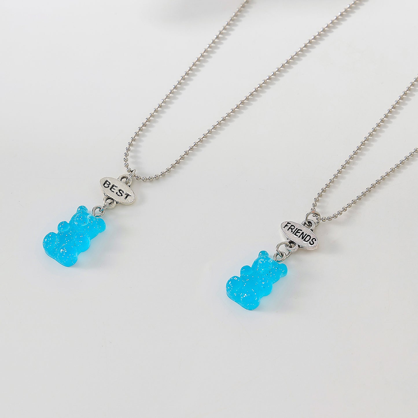 y2k neon bear bestt friend necklace
