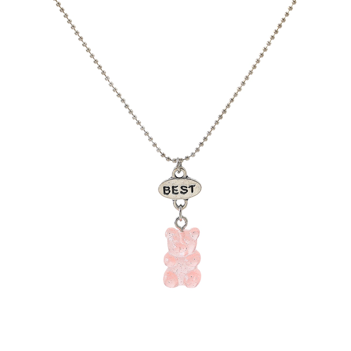 y2k neon bear bestt friend necklace
