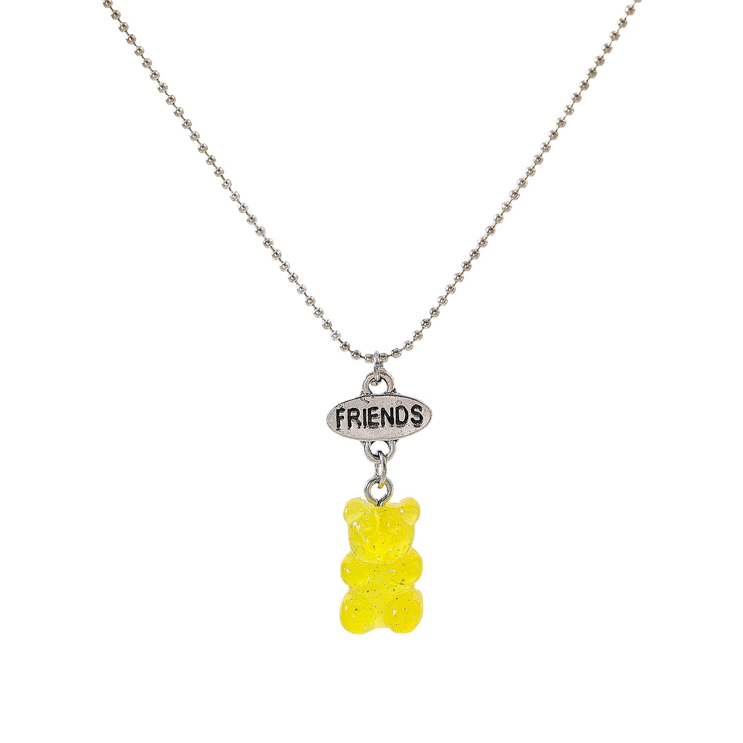 y2k neon bear bestt friend necklace