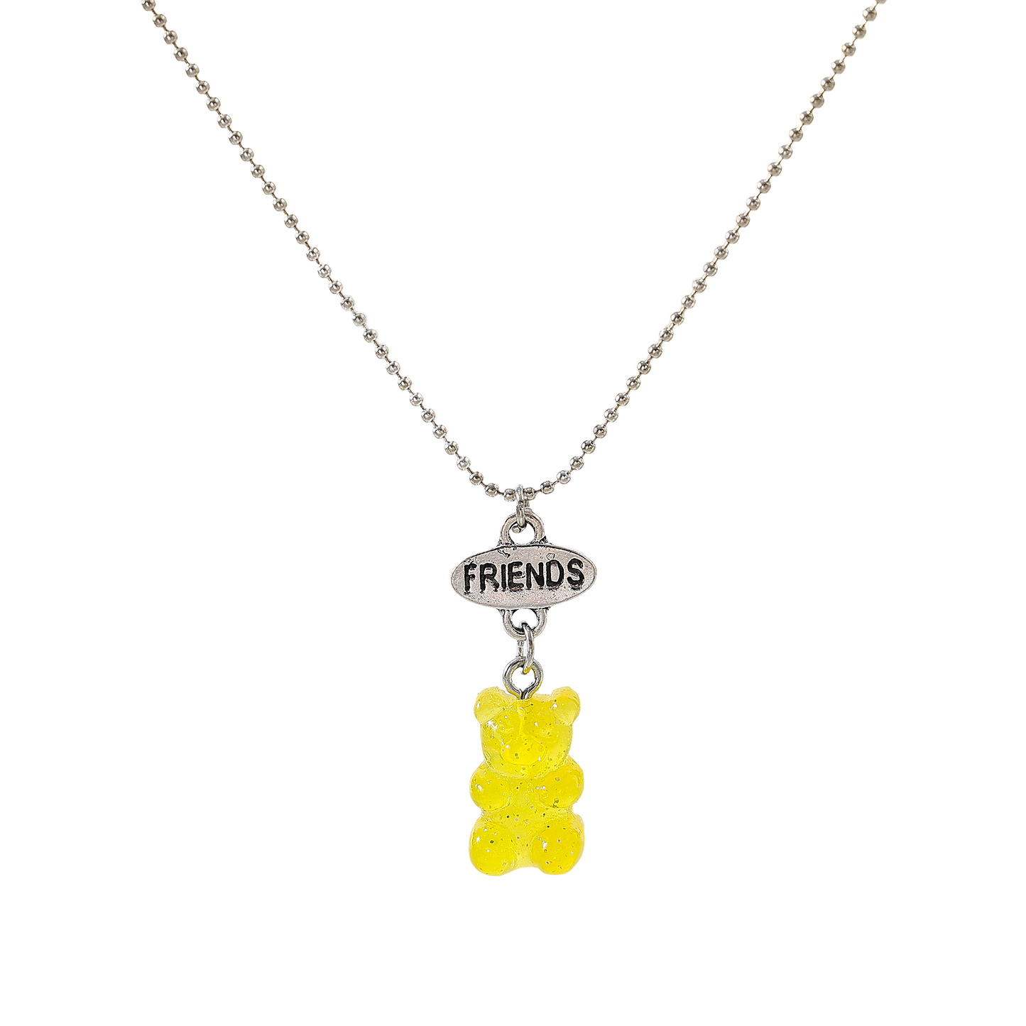 y2k neon bear bestt friend necklace