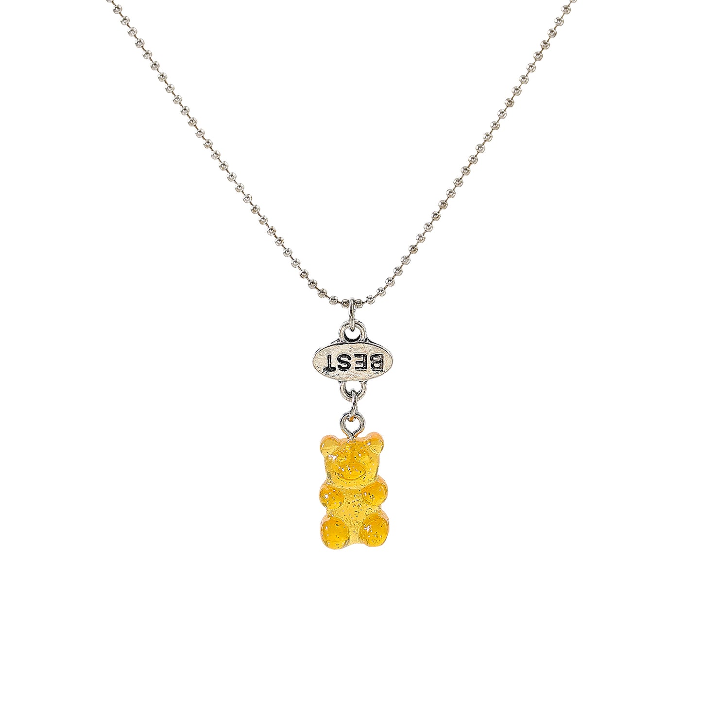 y2k neon bear bestt friend necklace