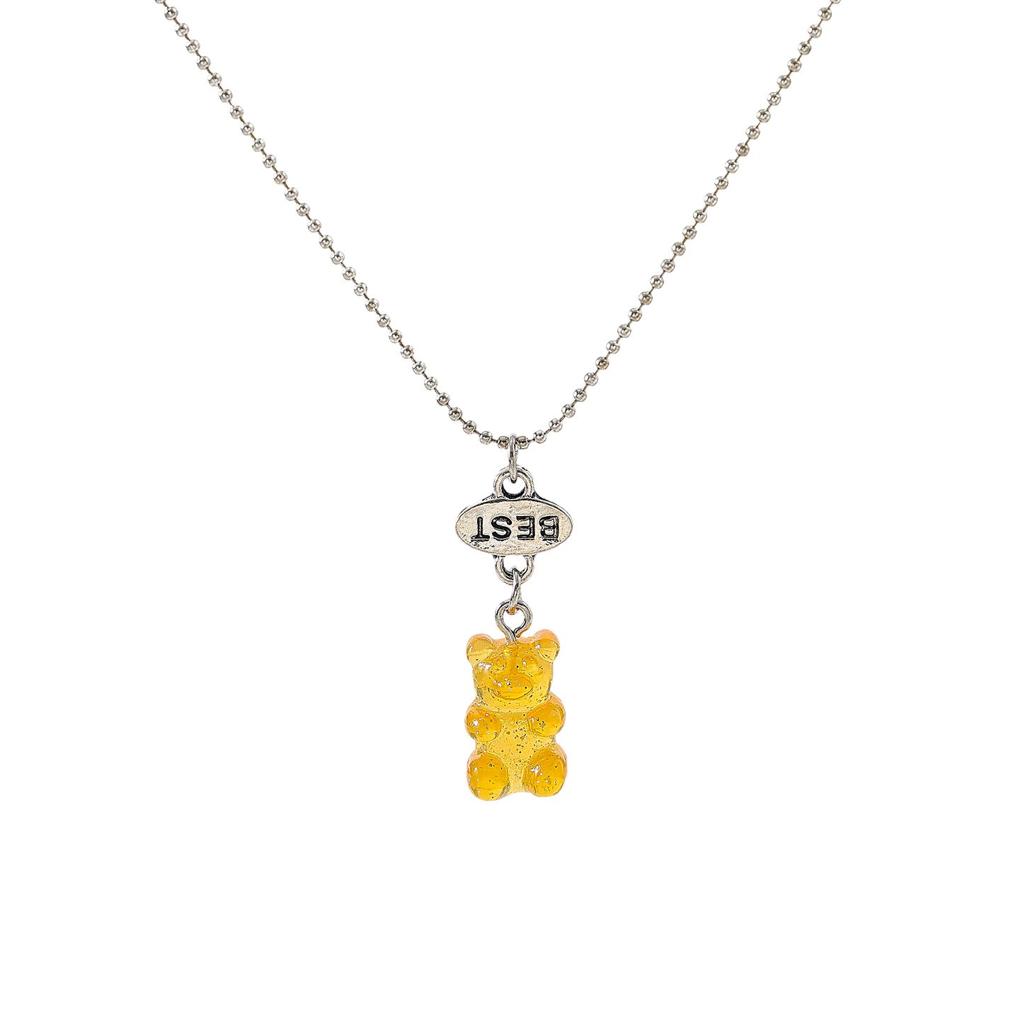 y2k neon bear bestt friend necklace