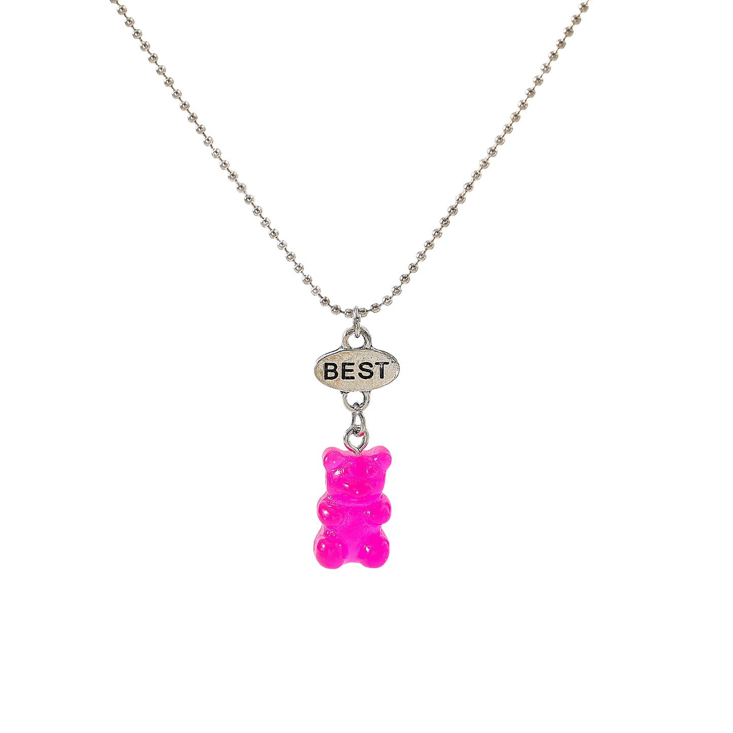 y2k neon bear bestt friend necklace