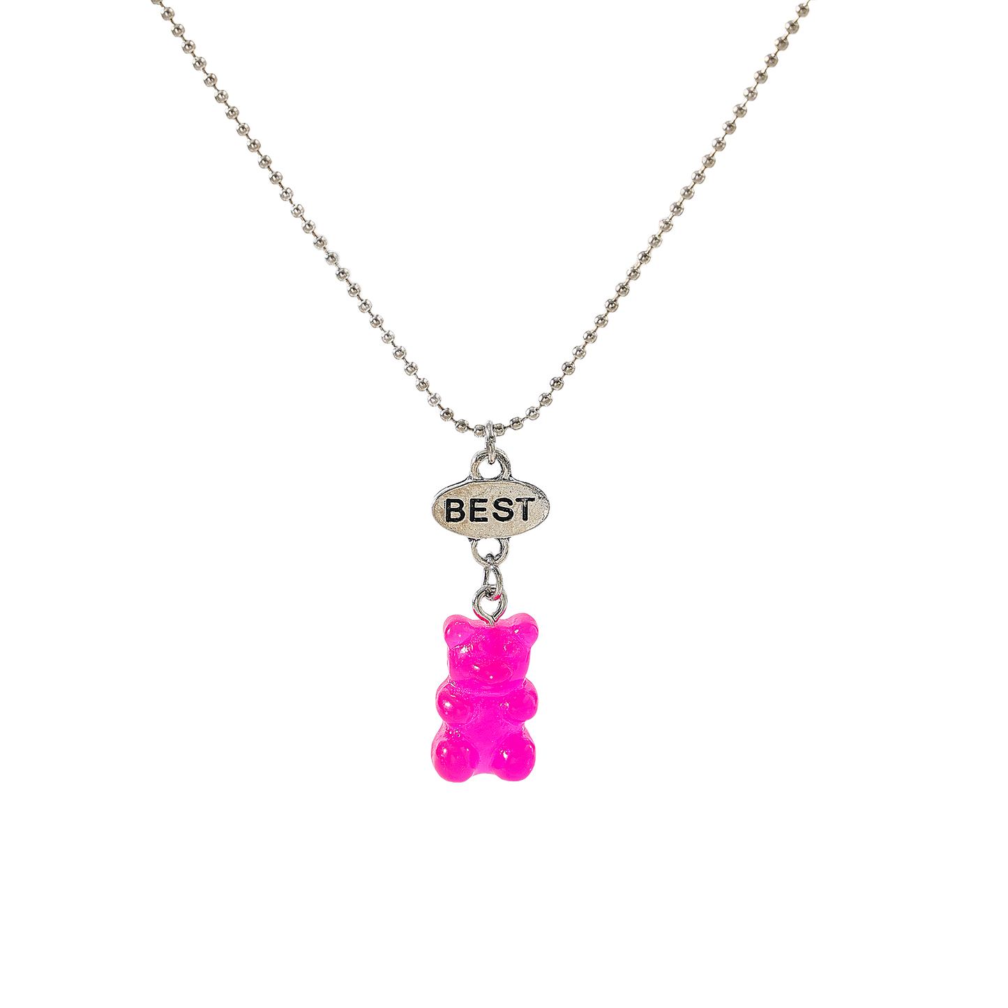 y2k neon bear bestt friend necklace
