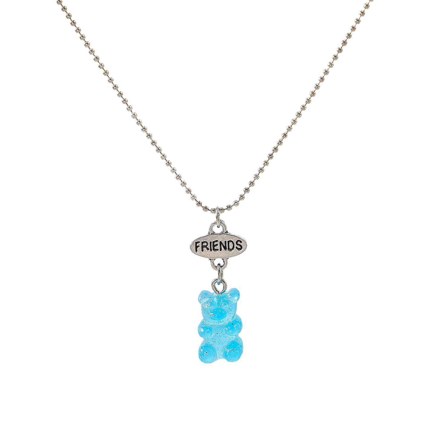 y2k neon bear bestt friend necklace