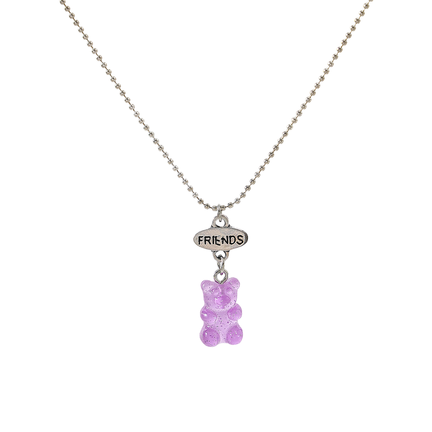 y2k neon bear bestt friend necklace