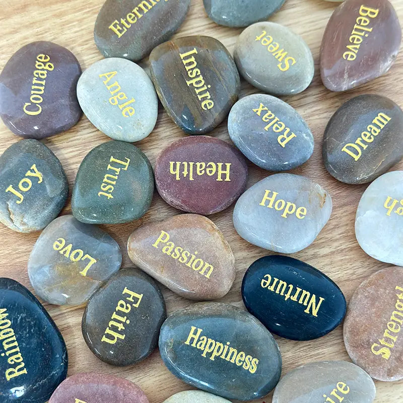 Engraved Inspirational Stones Different Words Encouragement Stones Motivational Gifts Garden Rocks with Words Positive Rocks for Friends Family
