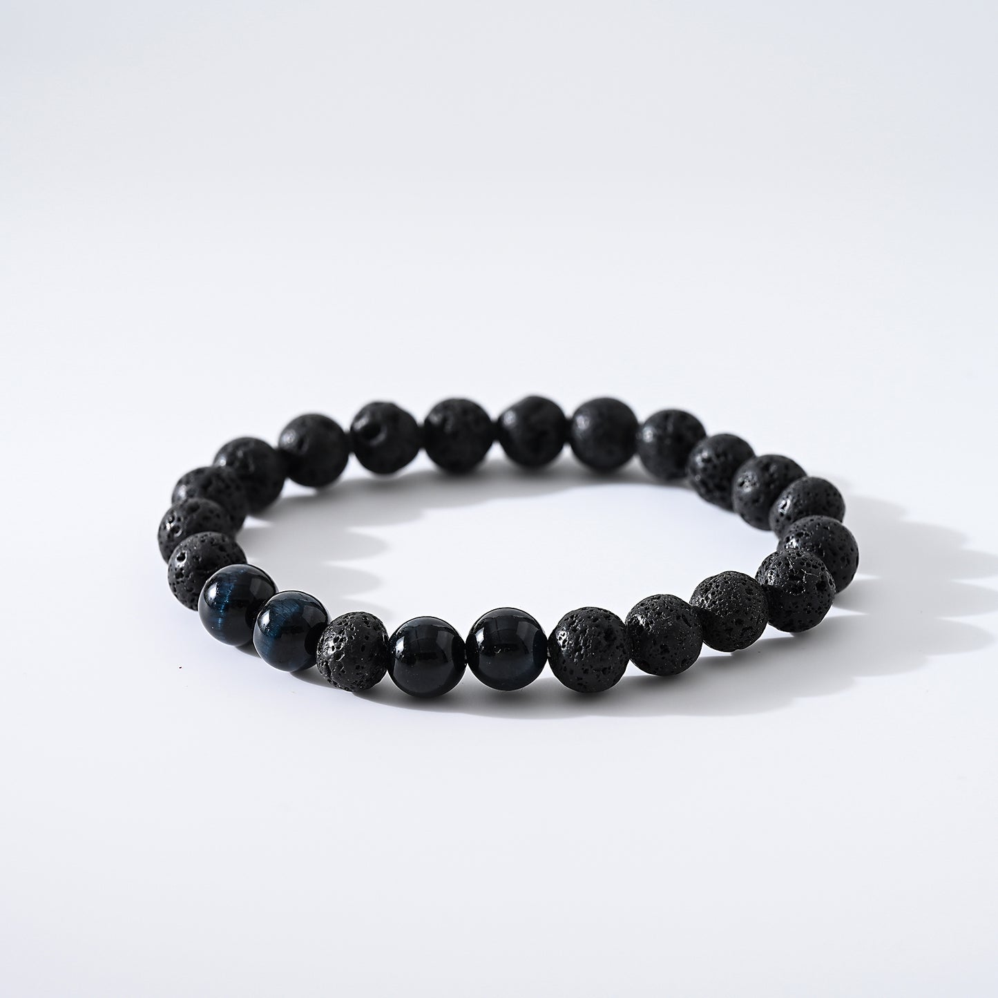 1pc Bohemian Style Natural Black Lava Stone Beaded Bracelet with Assorted Accent Beads for Men and Women - Perfect for Daily Wear and Special Occasions