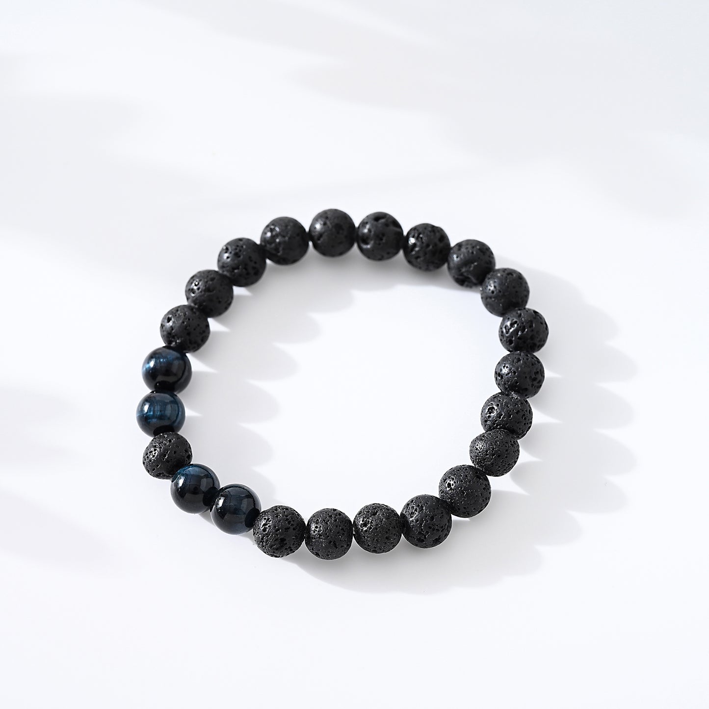 1pc Bohemian Style Natural Black Lava Stone Beaded Bracelet with Assorted Accent Beads for Men and Women - Perfect for Daily Wear and Special Occasions