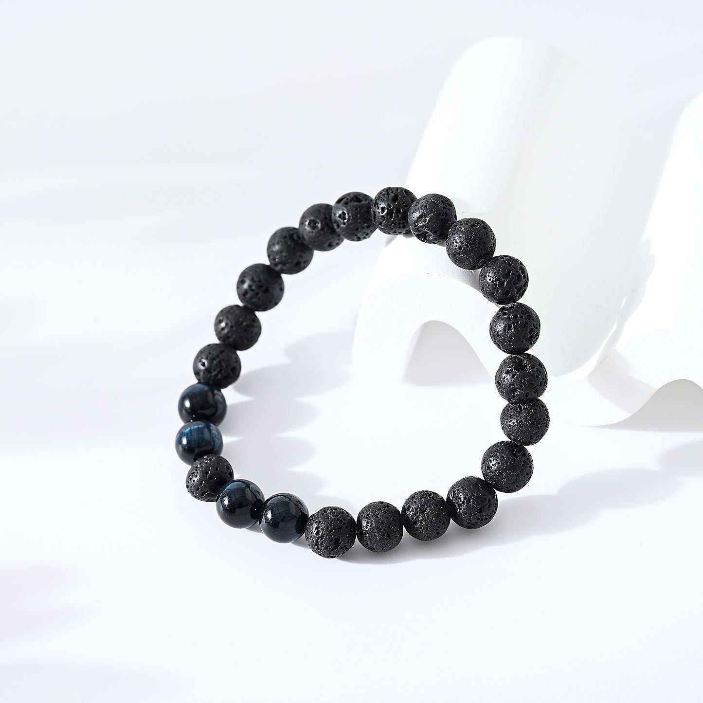 1pc Bohemian Style Natural Black Lava Stone Beaded Bracelet with Assorted Accent Beads for Men and Women - Perfect for Daily Wear and Special Occasions