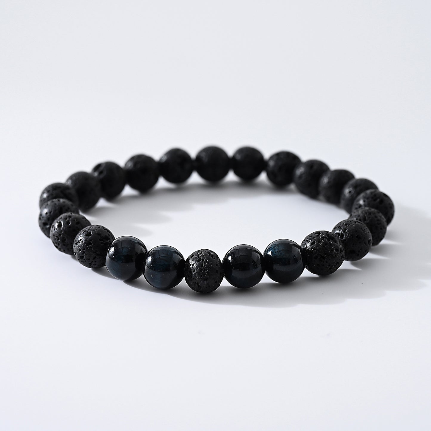 1pc Bohemian Style Natural Black Lava Stone Beaded Bracelet with Assorted Accent Beads for Men and Women - Perfect for Daily Wear and Special Occasions