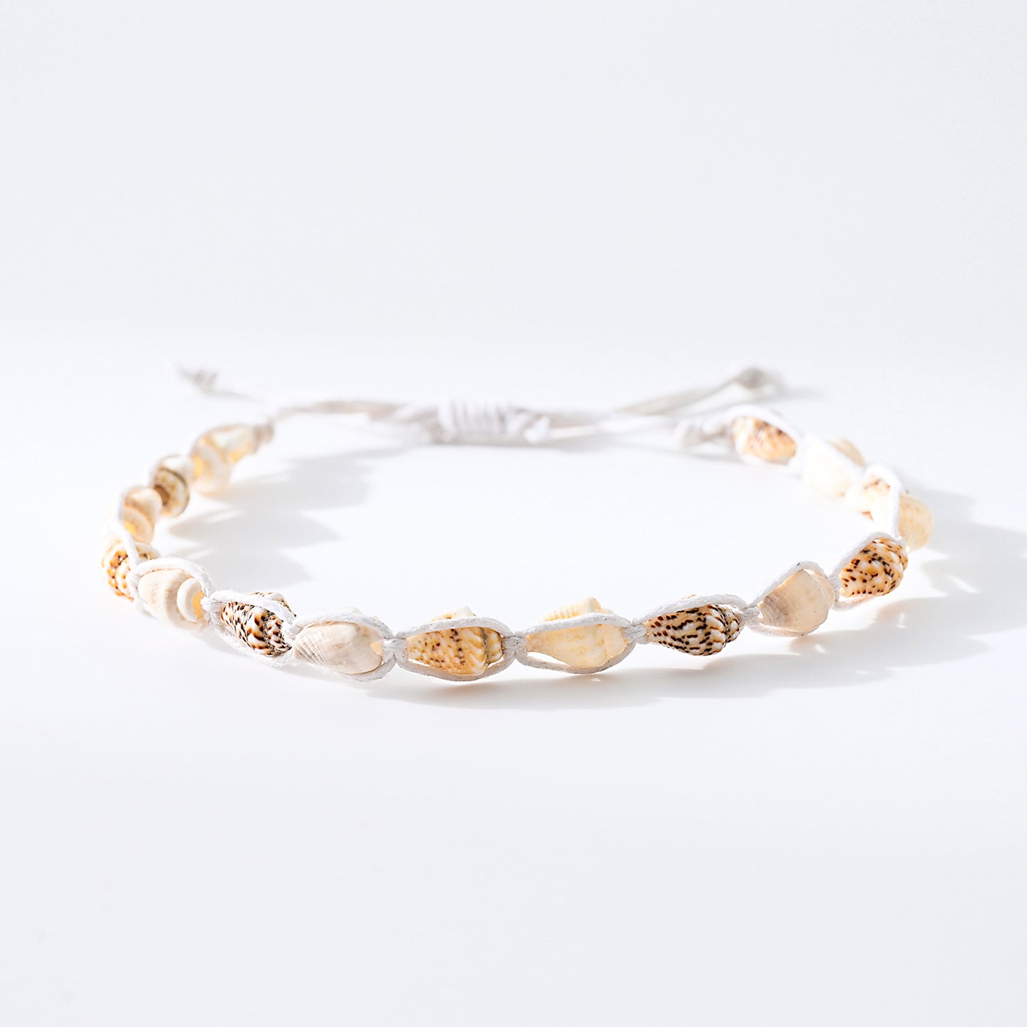 1pc Unisex Handmade Shell Anklet with Black/White Cord - Coastal Beach Jewelry for Summer Vacation