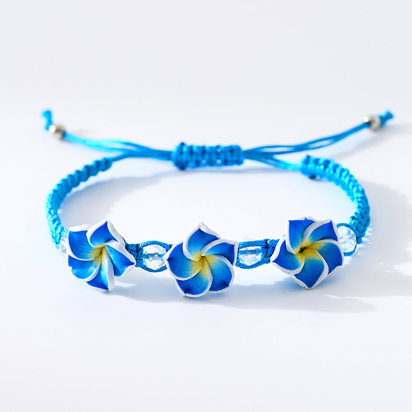Tropical Hawaiian Flower Woven Bracelets - Vibrant Adjustable Handmade Jewelry for Women, Summer Beach Accessories