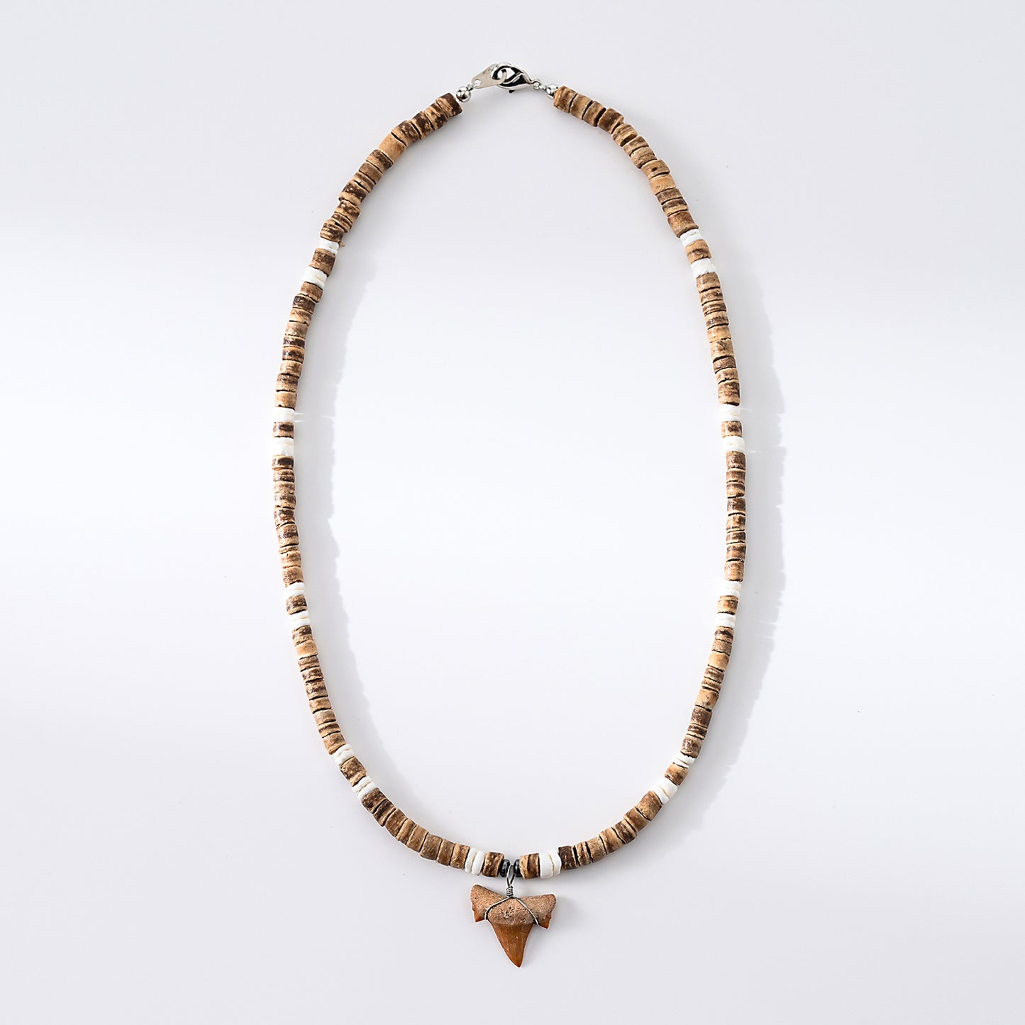 1 pc Bohemian Style Coconut Shell Necklace with Shark Tooth Pendant for Men - Beach - Party Jewelry