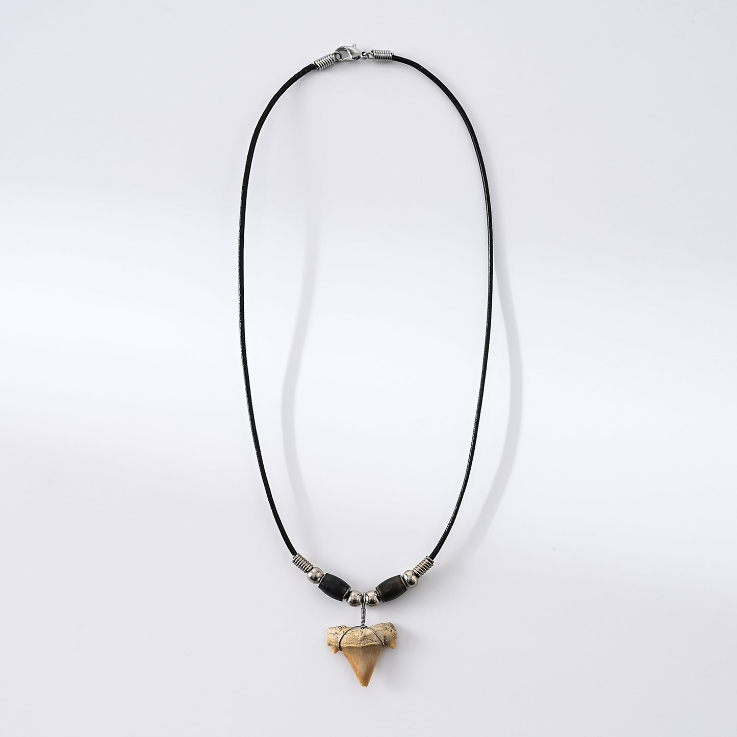 1pc Nautical Men's Necklace, Genuine Shark Tooth & Silver Star Charm, Brown Leather Cord, Summer Beach Party/Casual Gift