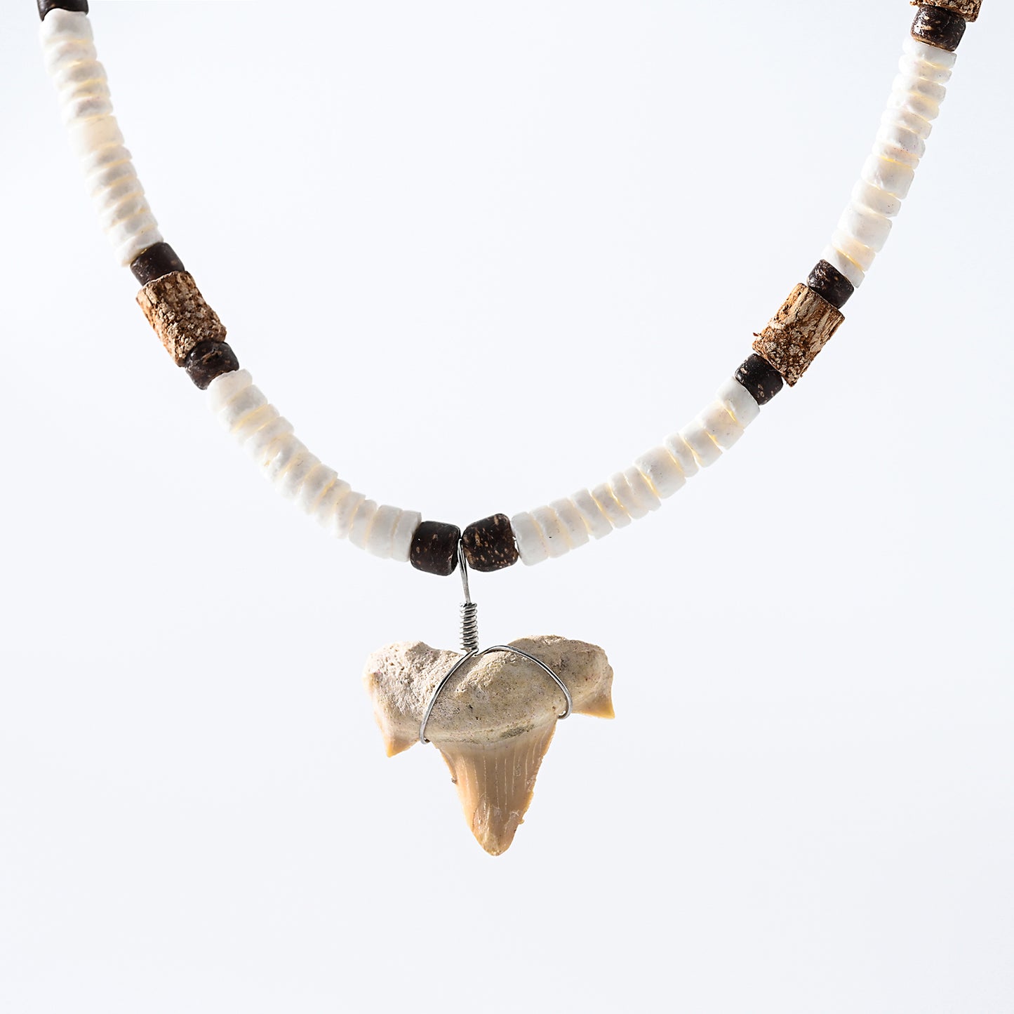 Natural Coconut & Shell Shark Tooth Necklace - Boho Beach Jewelry for Women, Handmade Sustainable Beach - Wear Accessory (Perfect Beachy Gift for Summer and Beyond!)