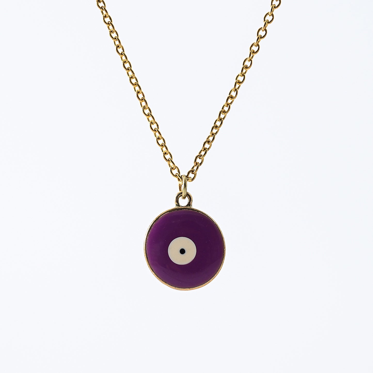 1pc Fashion Bohemian Enamel Evil - Eye Pendants with Gold - Tone Chains Statement Necklaces Women for Everyday Wear