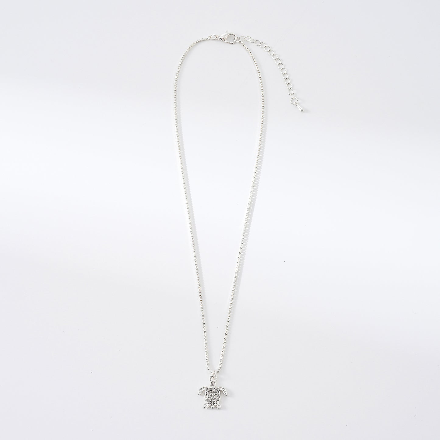 1pc Minimalist Style Silver Turtle Necklace, Crystal - Encrusted Pendant & Box Chain, Adjustable Clasp, Women's Everyday Wear/Date Night/Formal Gift