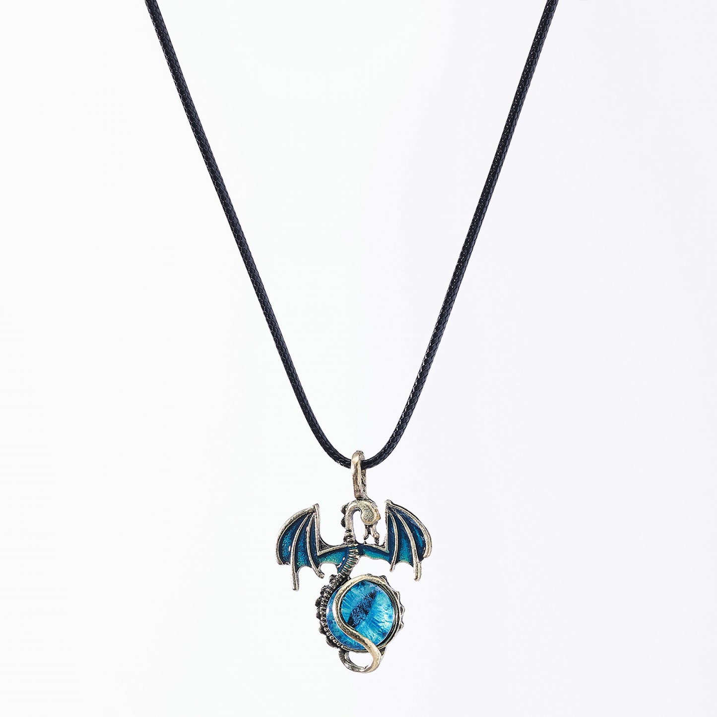 Dragon & Eye Pendant Necklace – Assorted Silver & Gold Tones, Gothic & Mythical Jewelry with Iridescent Blue & Fiery Red Eyes, Stylish Accessories for Men & Women