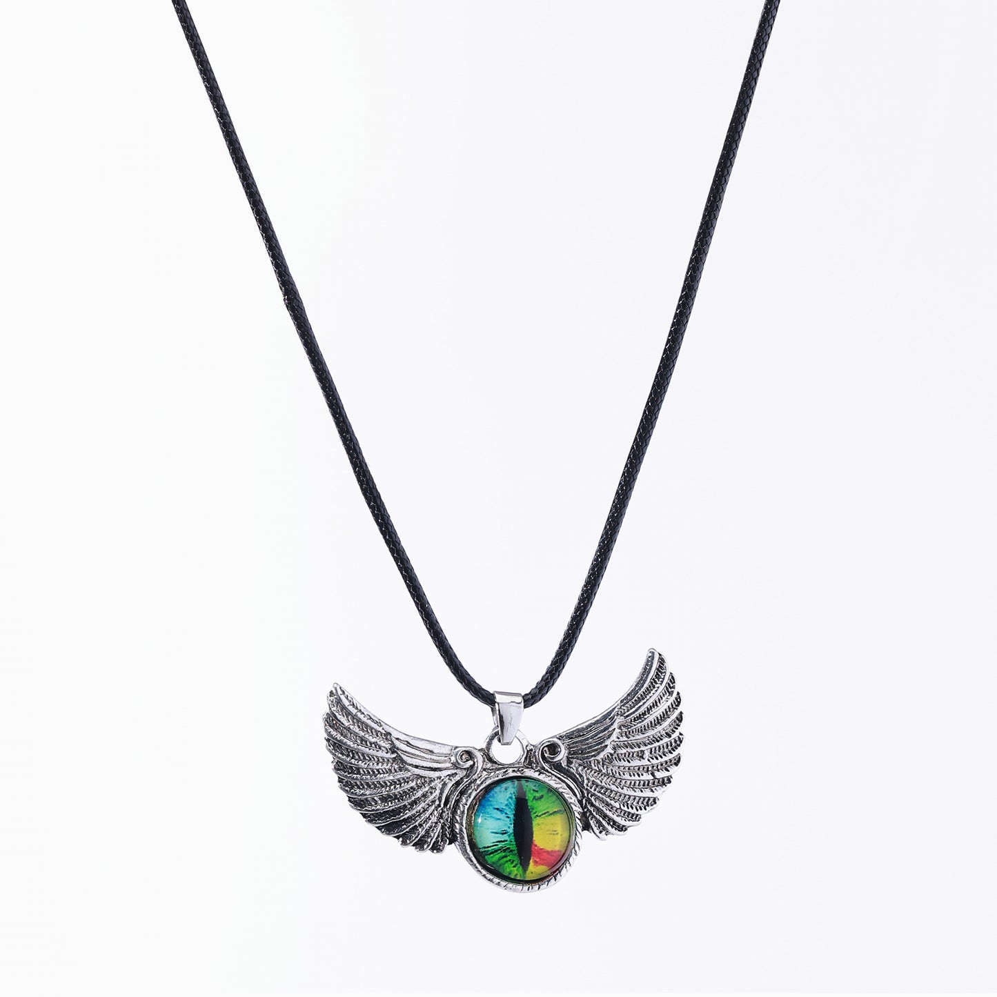 Wing & Eye Pendant Necklace – Assorted Silver & Gold Finishes, Handcrafted Celestial & Gothic Jewelry with Iridescent & Gradient Eye Designs, Stylish Accessories for Men & Women