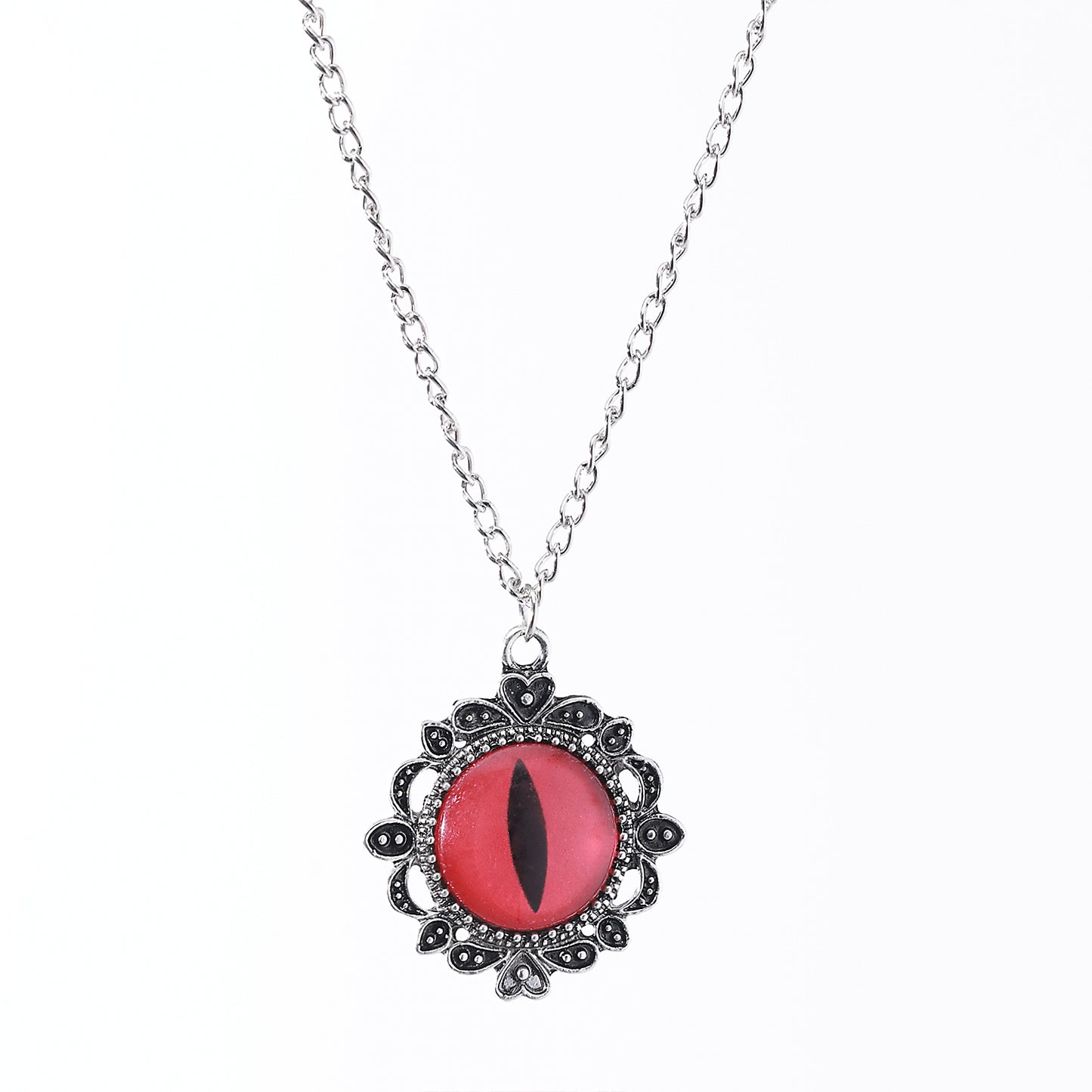 Assorted Dragon Eye Pendant Necklace – Gothic & Fantasy Jewelry | Red & Green Enamel, Antique Chains, Floral Filigree & Victorian Designs