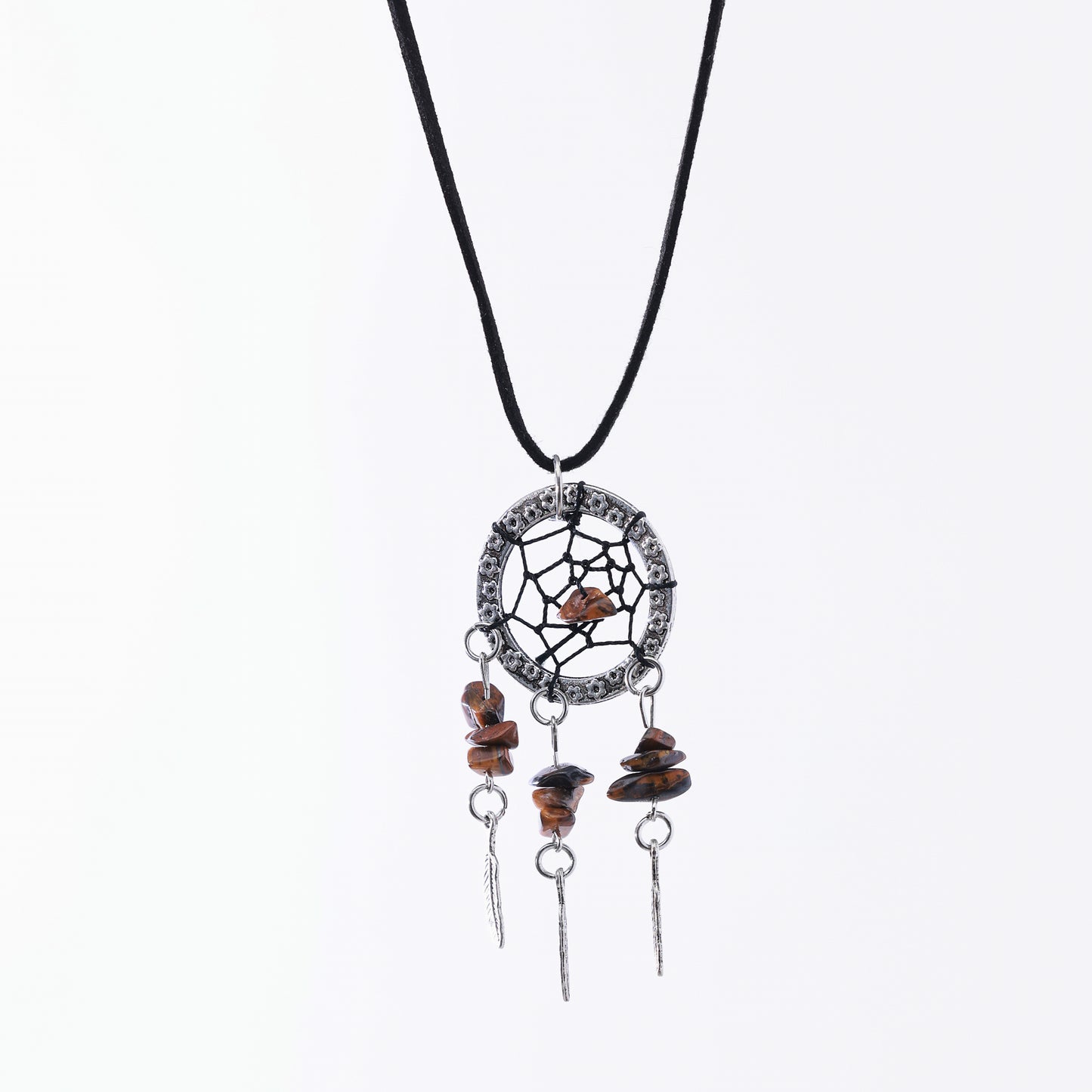Bohemian - Style Large Dreamcatcher Gemstone Necklace for Women - Handcrafted with Crystals and Natural Stones, Boho Chic Jewelry