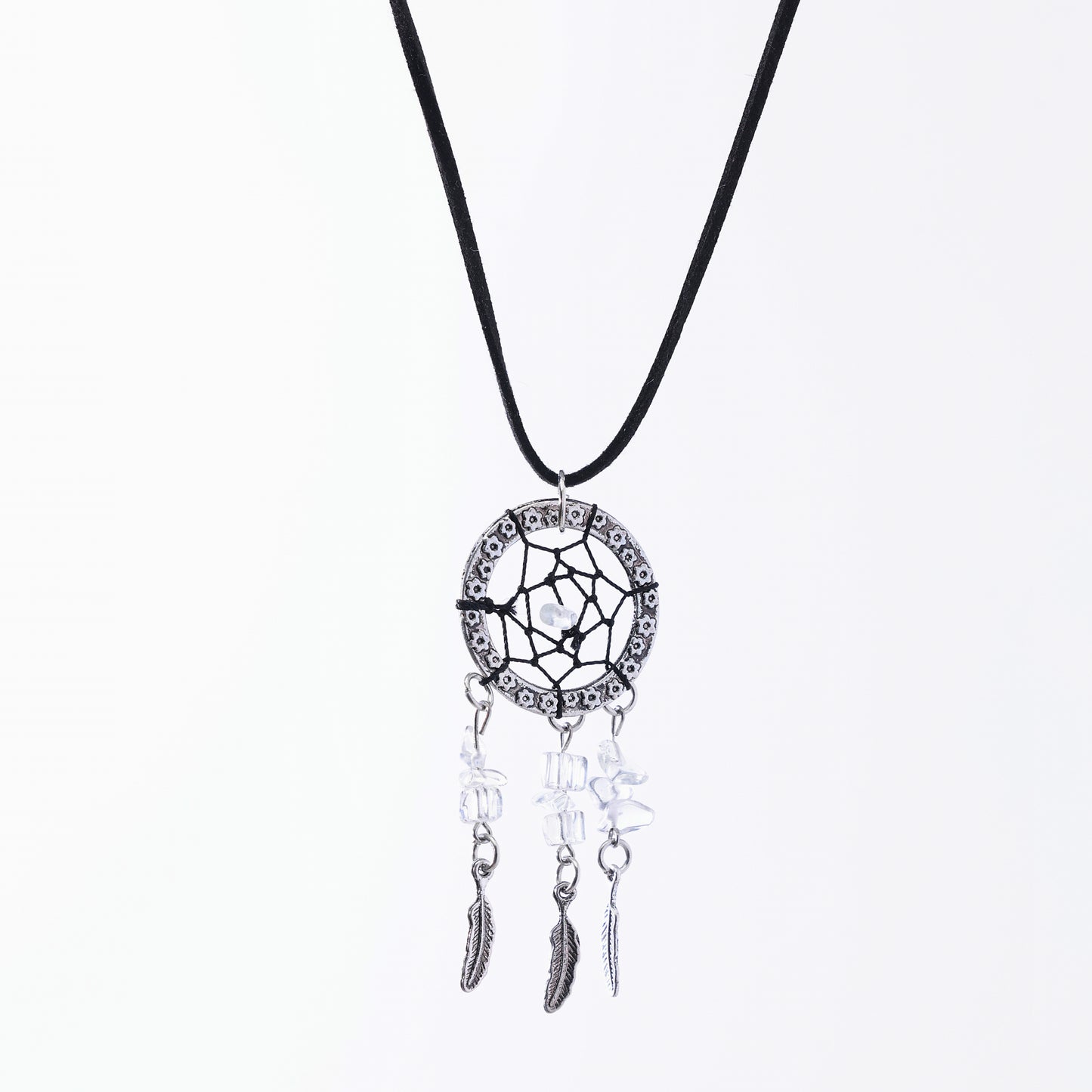Bohemian - Style Large Dreamcatcher Gemstone Necklace for Women - Handcrafted with Crystals and Natural Stones, Boho Chic Jewelry