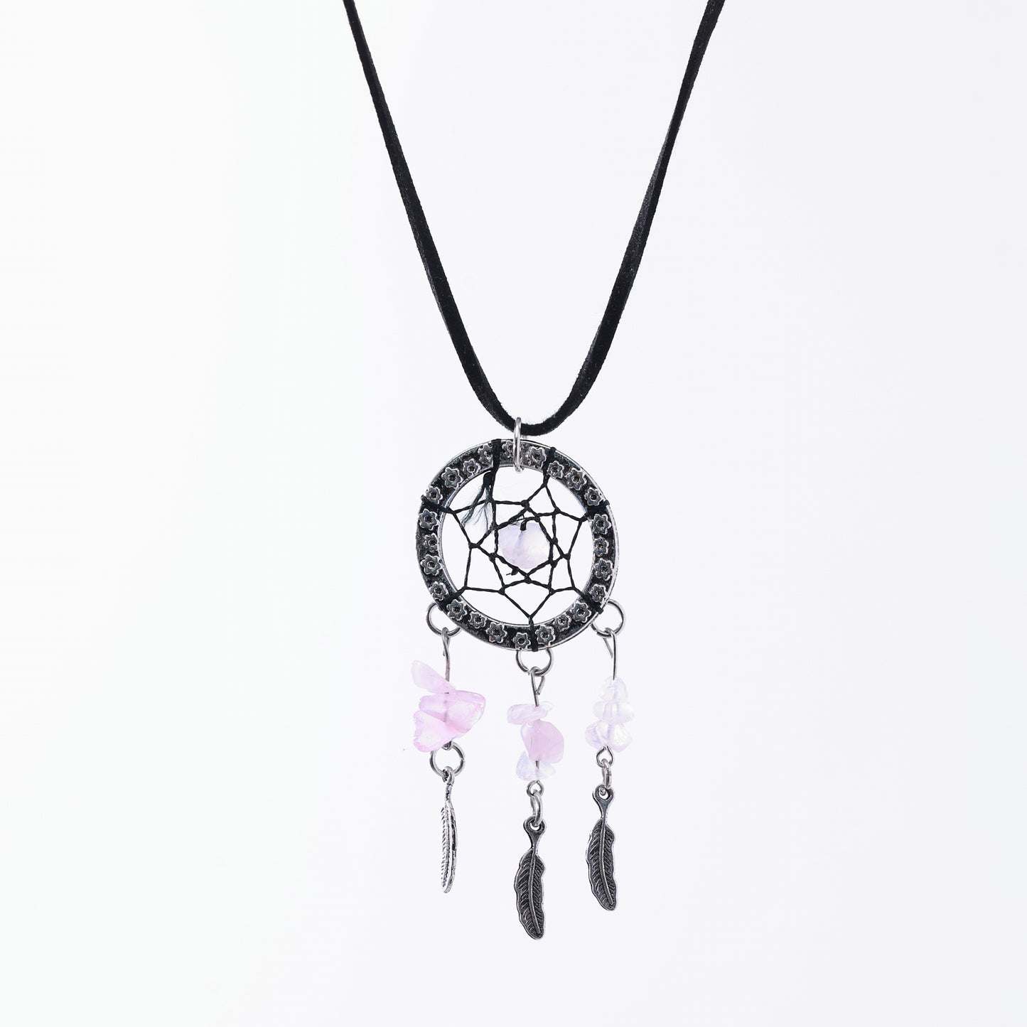 Bohemian - Style Large Dreamcatcher Gemstone Necklace for Women - Handcrafted with Crystals and Natural Stones, Boho Chic Jewelry
