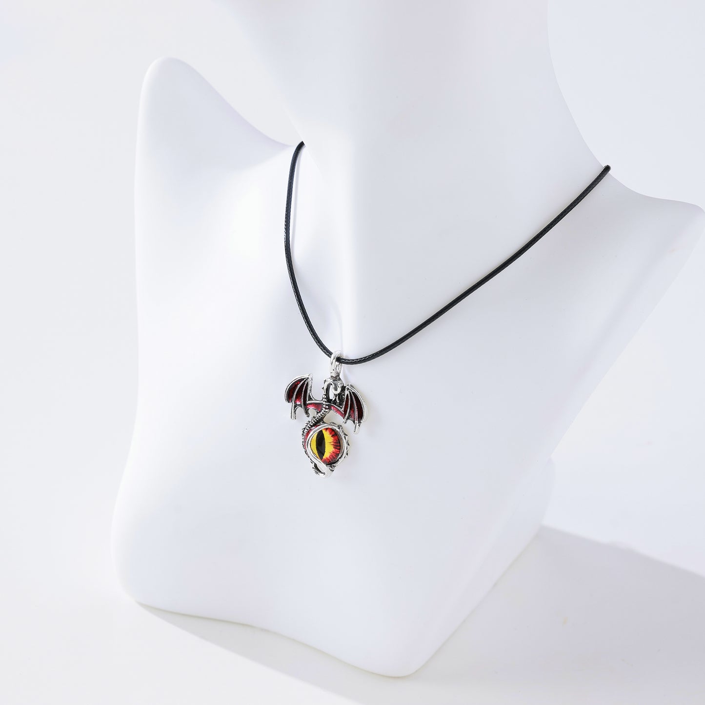 Dragon & Eye Pendant Necklace – Assorted Silver & Gold Tones, Gothic & Mythical Jewelry with Iridescent Blue & Fiery Red Eyes, Stylish Accessories for Men & Women