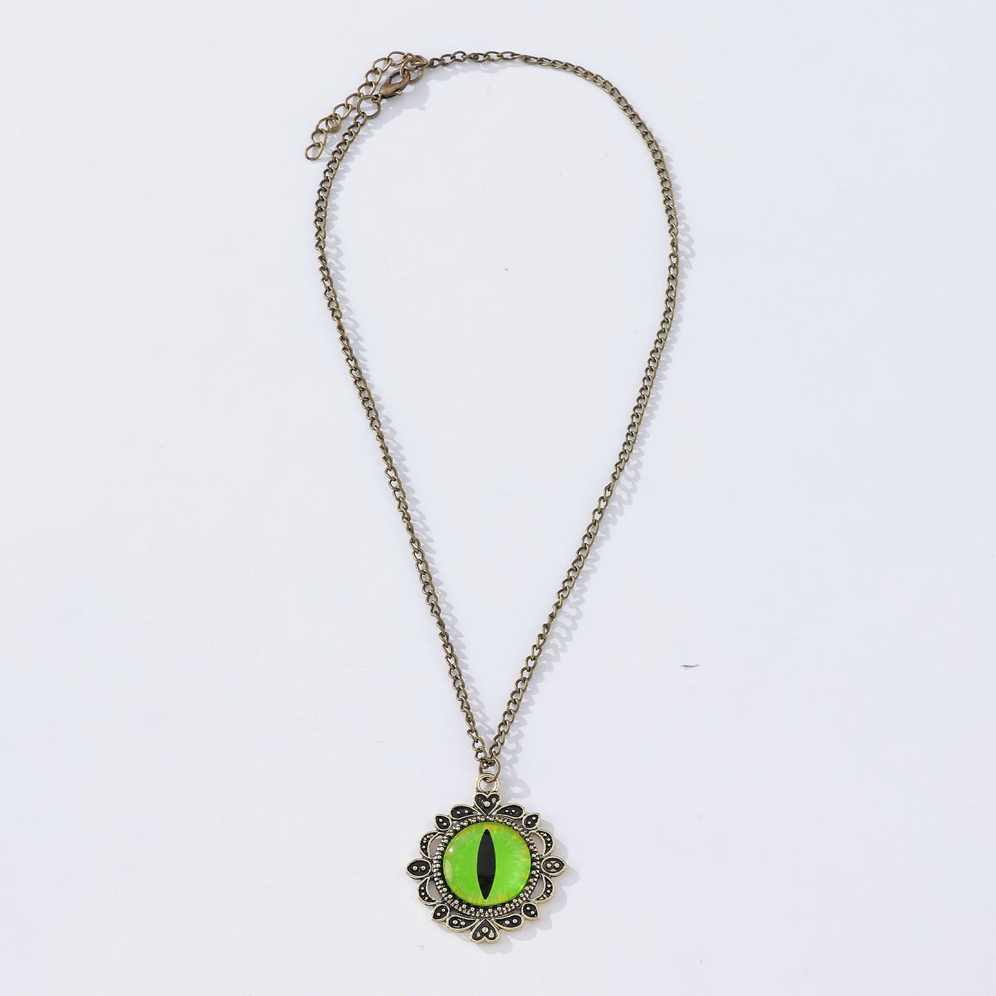 Assorted Dragon Eye Pendant Necklace – Gothic & Fantasy Jewelry | Red & Green Enamel, Antique Chains, Floral Filigree & Victorian Designs