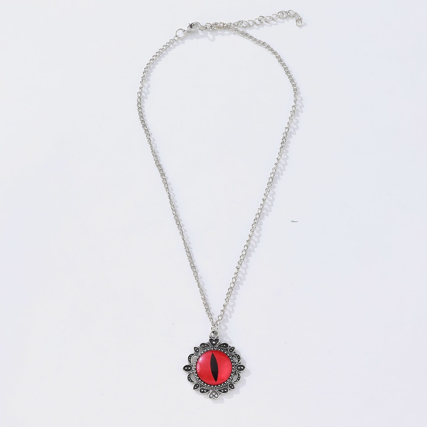 Assorted Dragon Eye Pendant Necklace – Gothic & Fantasy Jewelry | Red & Green Enamel, Antique Chains, Floral Filigree & Victorian Designs