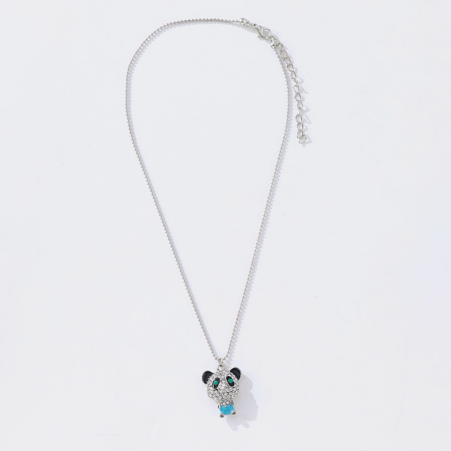 Rhinestone Panda Pendant Necklace – Sparkling Purple Gemstones, Silver-Plated Chain & Playful Design for Teens & Women