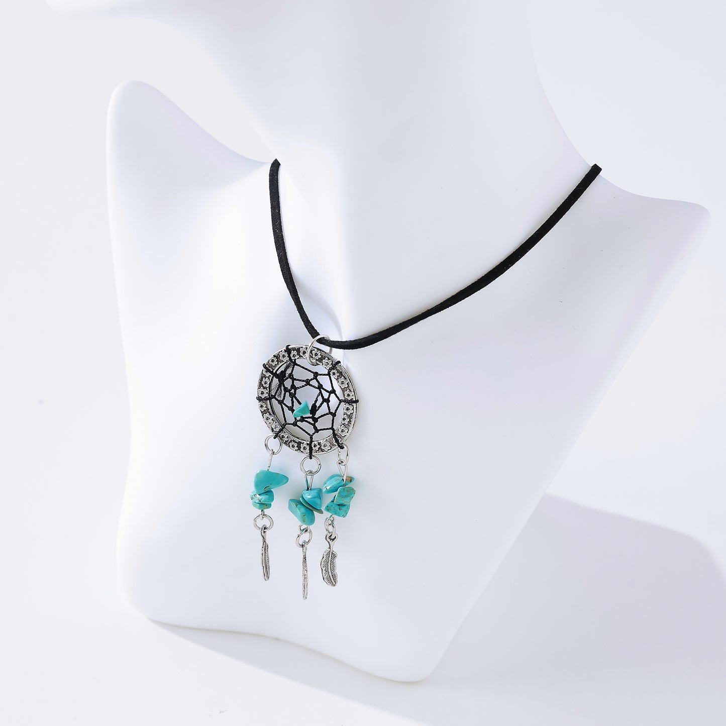 Bohemian - Style Large Dreamcatcher Gemstone Necklace for Women - Handcrafted with Crystals and Natural Stones, Boho Chic Jewelry