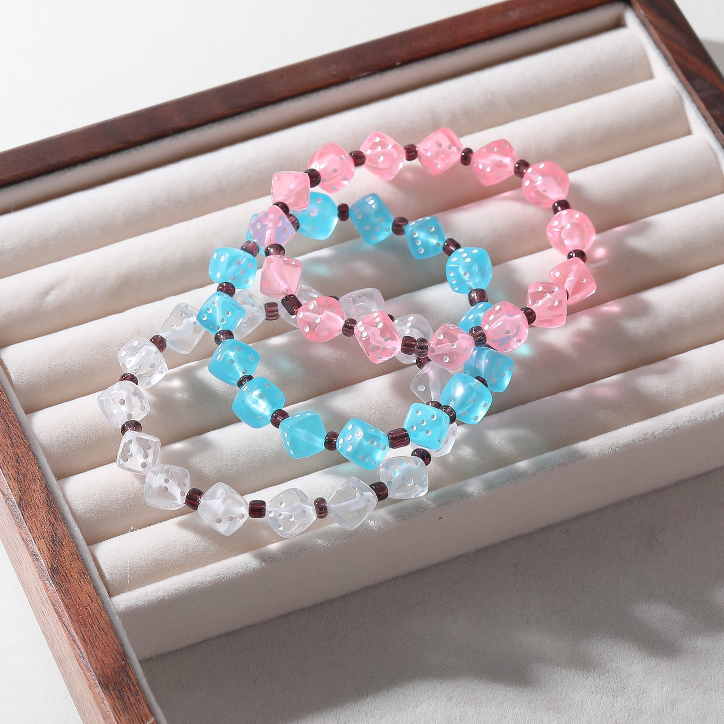 Set of 3 Stretch Dice Bead Bracelets - Fun and Playful Jewelry (random)
