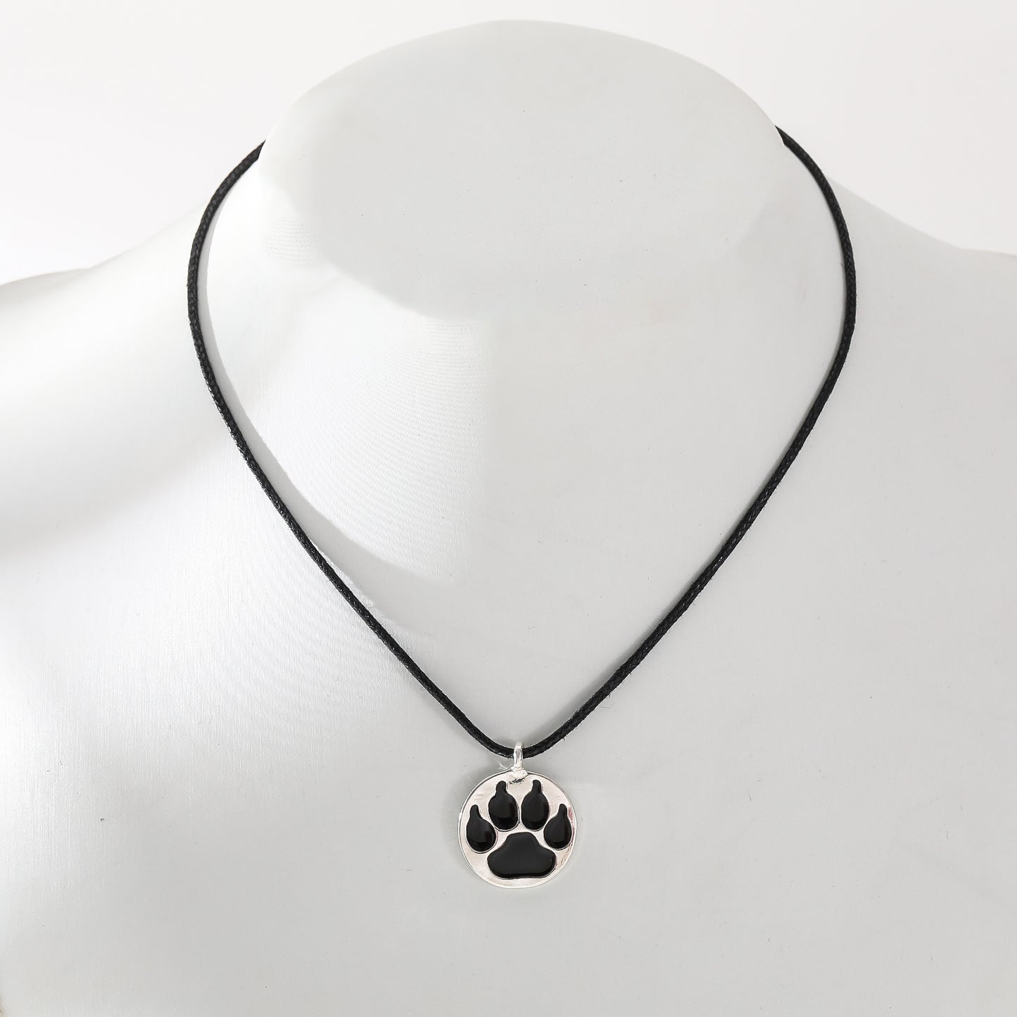 Vibrant Enamel Animal Paw Necklace - Black Cord with Multicolor Bear Paw Charms - Stylish & Playful Jewelry