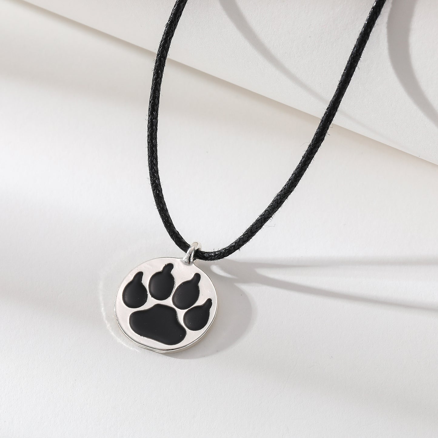 Vibrant Enamel Animal Paw Necklace - Black Cord with Multicolor Bear Paw Charms - Stylish & Playful Jewelry