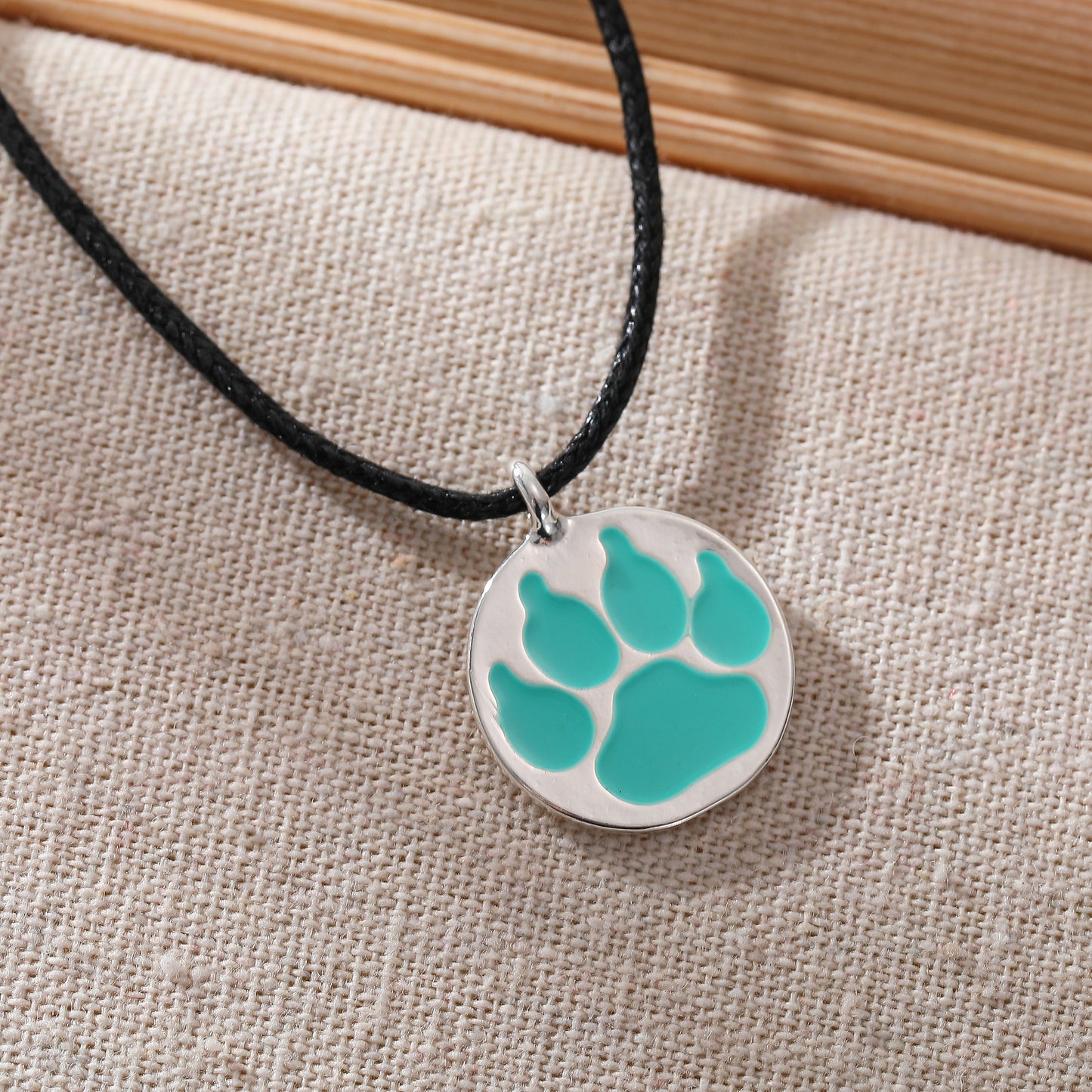 Vibrant Enamel Animal Paw Necklace - Black Cord with Multicolor Bear Paw Charms - Stylish & Playful Jewelry