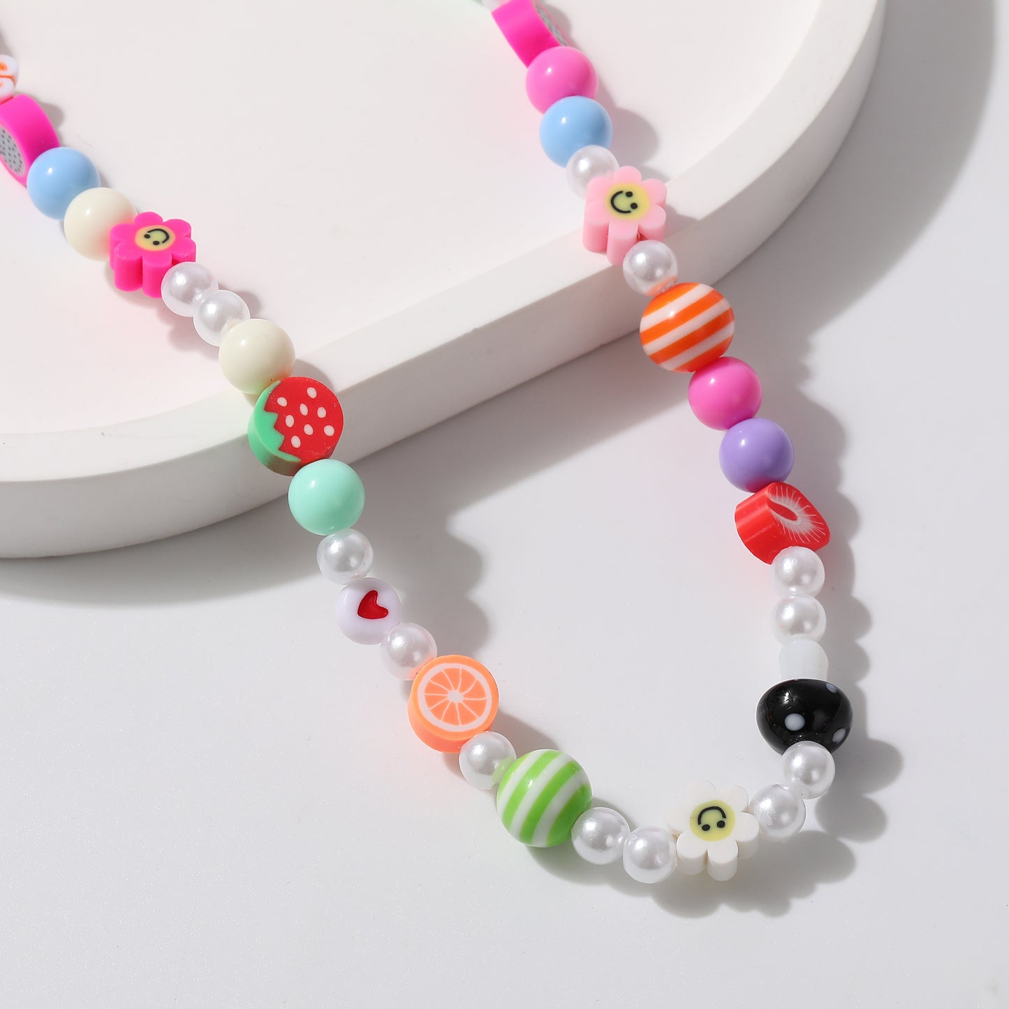 Handmade Fimo Bead & Glass Mushroom Choker with Pearls - Whimsical & Unique Jewelry for Women