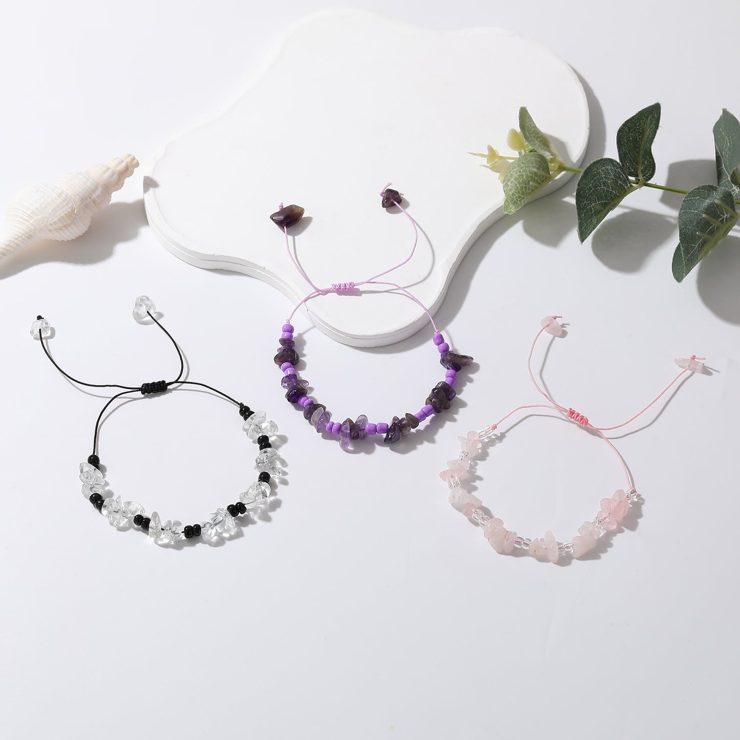 Assorted Gemstone Chip Woven Bracelets - Natural Crystal Bracelets for Energy, Balance & Style