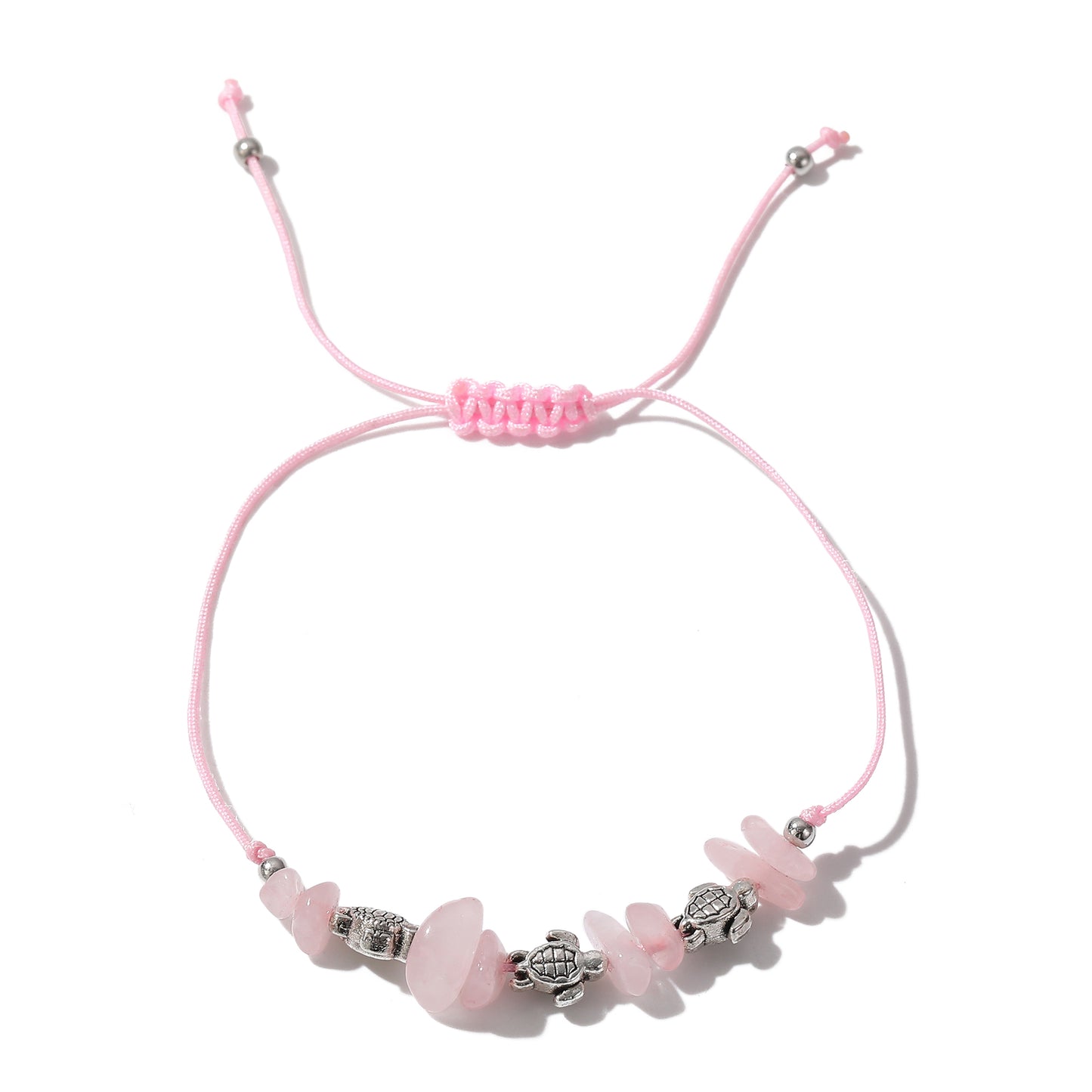 Adjustable Stone Bead Bracelets with 3 Silver Turtle Charms - Elegant & Nature-Inspired Jewelry for Women - Perfect for Everyday Wear or Thoughtful Gifts